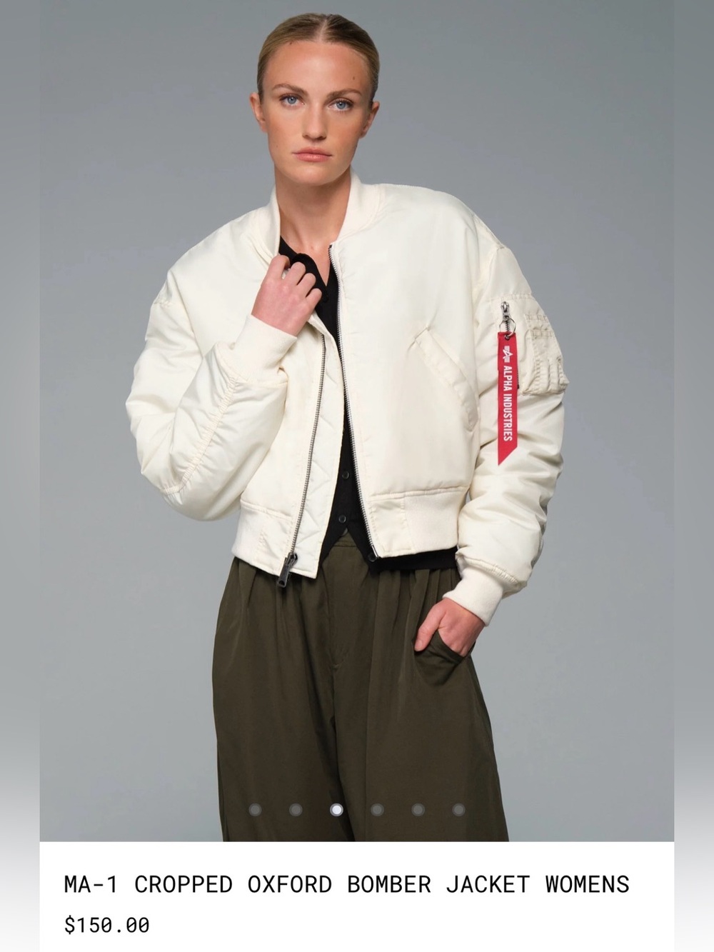 Alpha Industries Cropped Oxford MA-1 Bomber Jacket - size small